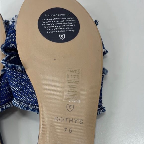 New Rothy’s The Knot Blue Frayed Slip On Sandals Size 7.5 - Picture 5 of 5